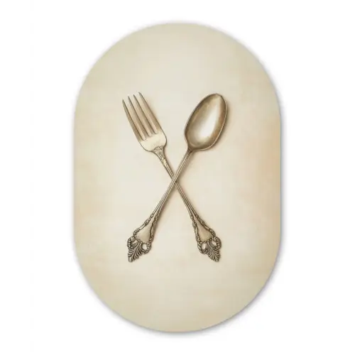 Beige - Vintage - Bestek Wandcirkel Ovaal Glas middel -3d