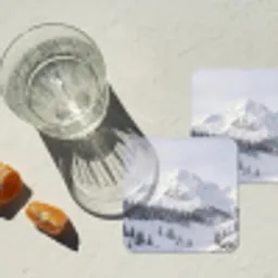 Berg - Sneeuw - Winter - Natuur - Wit onderzetter kurk middel -sfeer4
