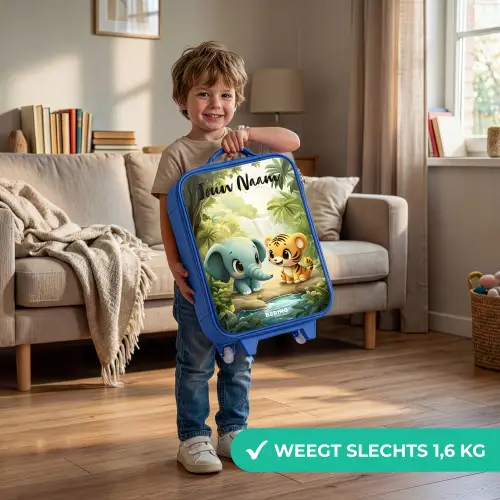 Olifant - Tijger - Bos - Jungle Kinderkoffer - Blauw klein -sfeer2_NL