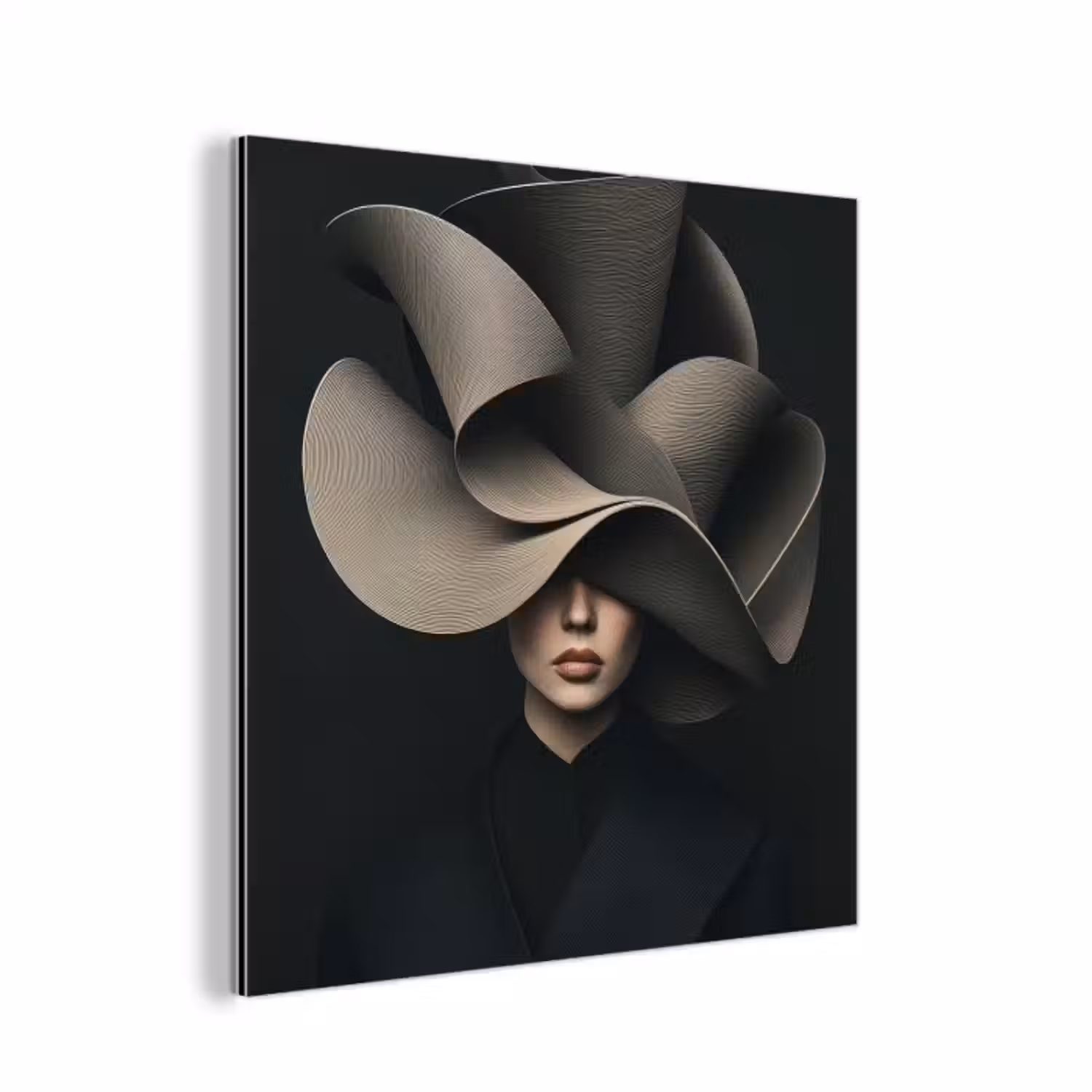 Aluminium schilderij - Zwarte - Hoed - Vrouw