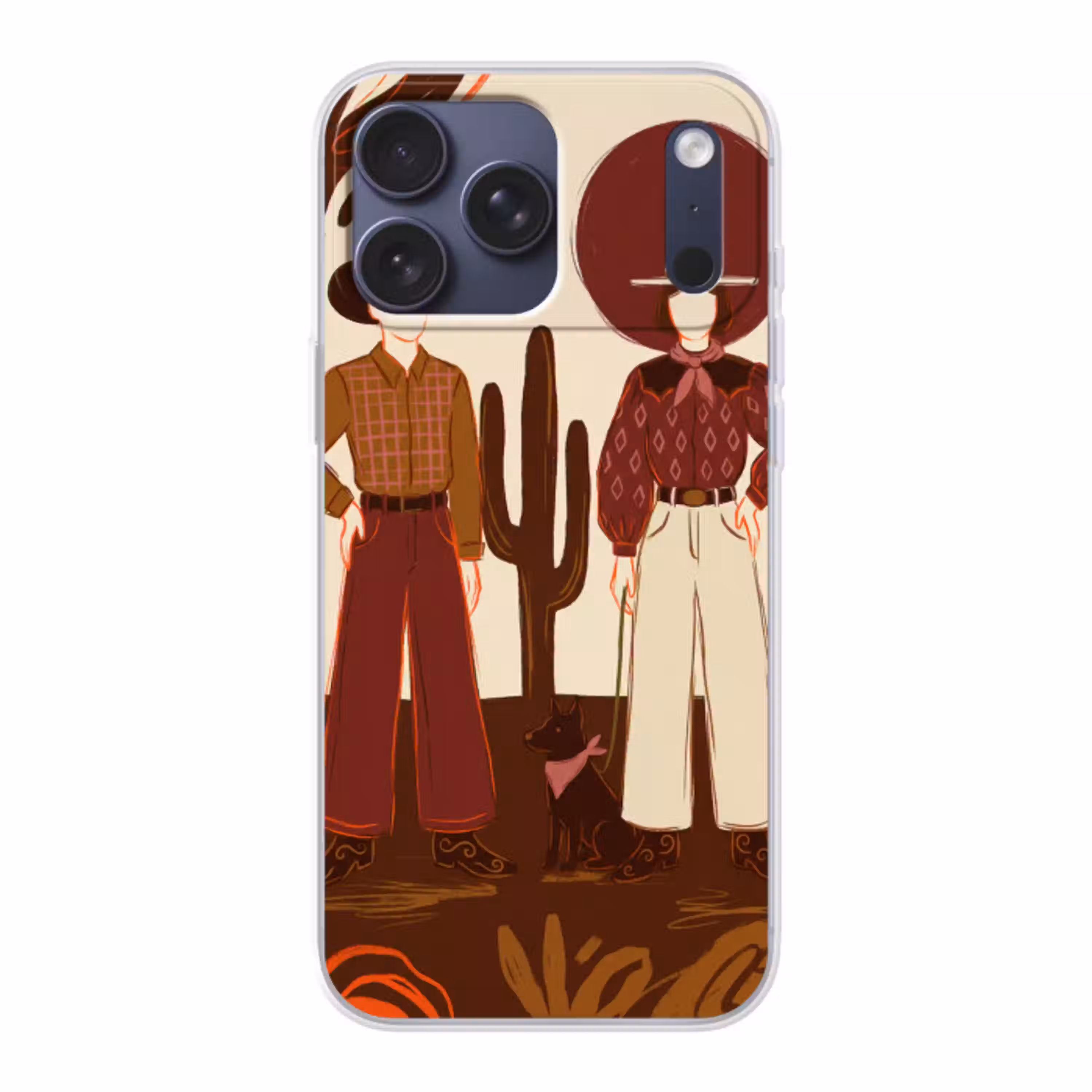 Mensen - Cowboykleding - Westerse stijl - Illustratie - Bruin Telefoonhoesje iPhone 17 Pro Max klein -3d
