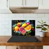 Fruit - Graffiti - Kleurrijk - Sinaasappel - Aardbei - Abstract keuken achterwand spatscherm klein -sfeer2