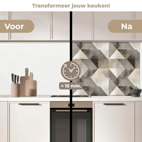 Geometrisch - Motief - Aardetinten keuken achterwand 2 middel 871 -voor-na2_NL