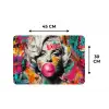 Vrouw - Kauwgom - Graffiti - Neonkleuren Placemat vinyl groot -specs