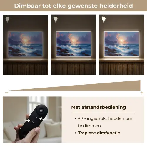 Golven - Zee - Kleurrijk - Rotsen Light Box met batterij (Wandlamp) middel -USP_dimbaarNL