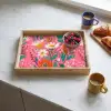 Roze - Bloemen - Wit - Oranje Dienblad Rechthoek middel -sfeer2