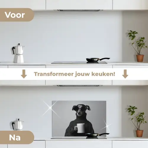 Coltrui - Hond - Bril - Mok keuken achterwand spatscherm klein -voor_na_NL