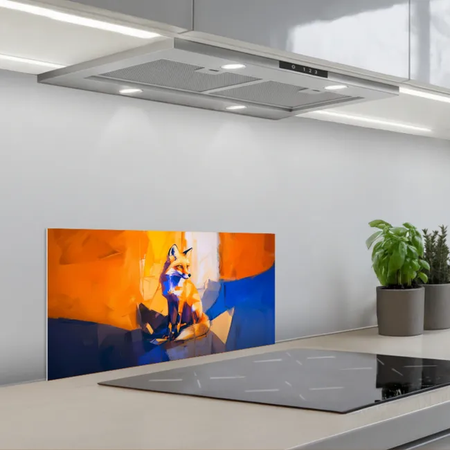 Vos - Oranje - Vormen - Abstract keuken achterwand spatscherm klein -3d_schuin