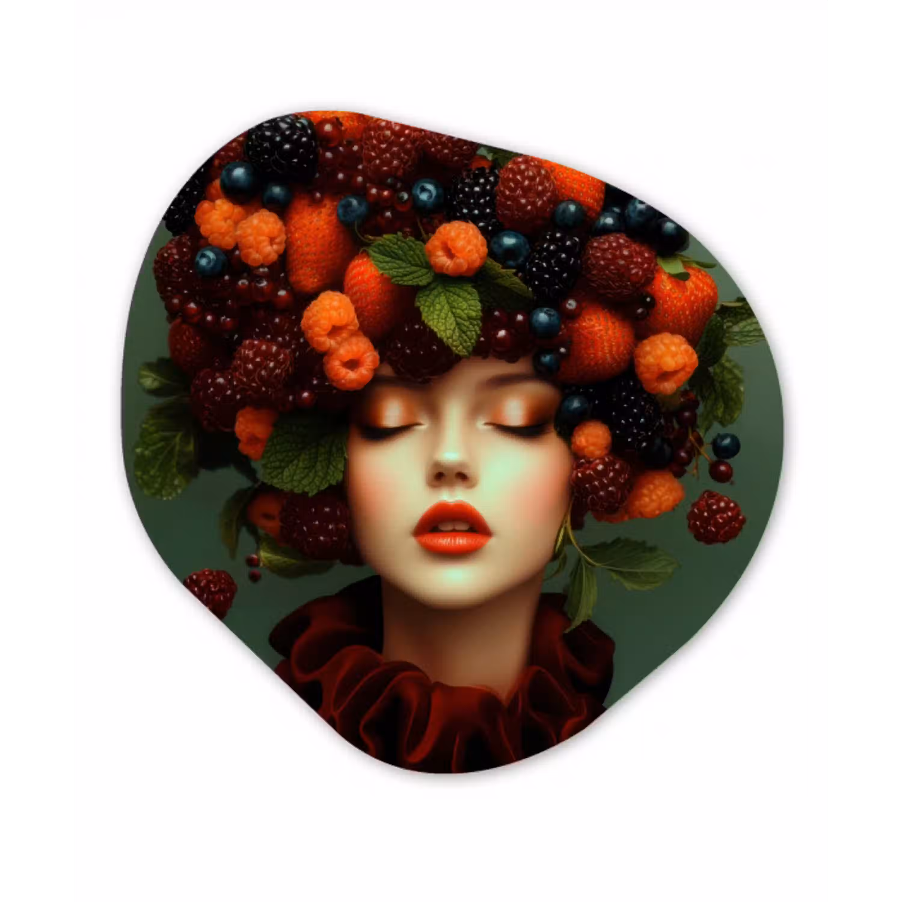 Vrouw - Aardbeien - Frambozen - Bramen - Bessen Wandcirkel Organisch Plexiglas middel -3d