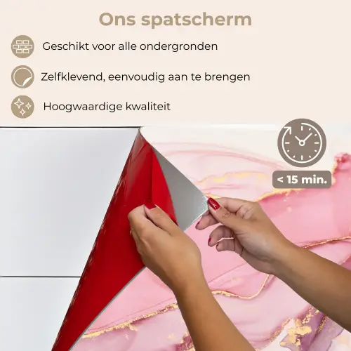 Goud - Marmer - Roze keuken achterwand spatscherm klein -spatscherm_NL