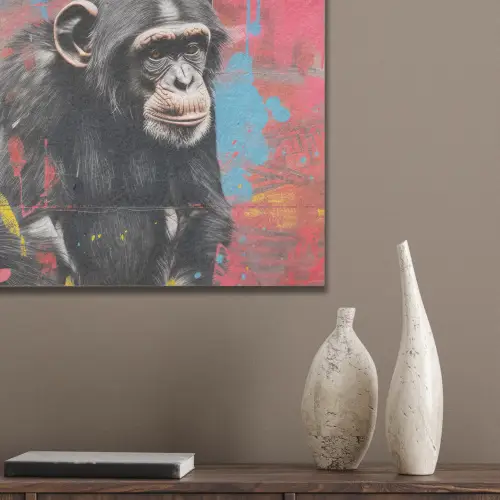 Graffiti - Chimpansee - Dieren - Street art - Banksy PET vilt klein -sfeer6_closeup