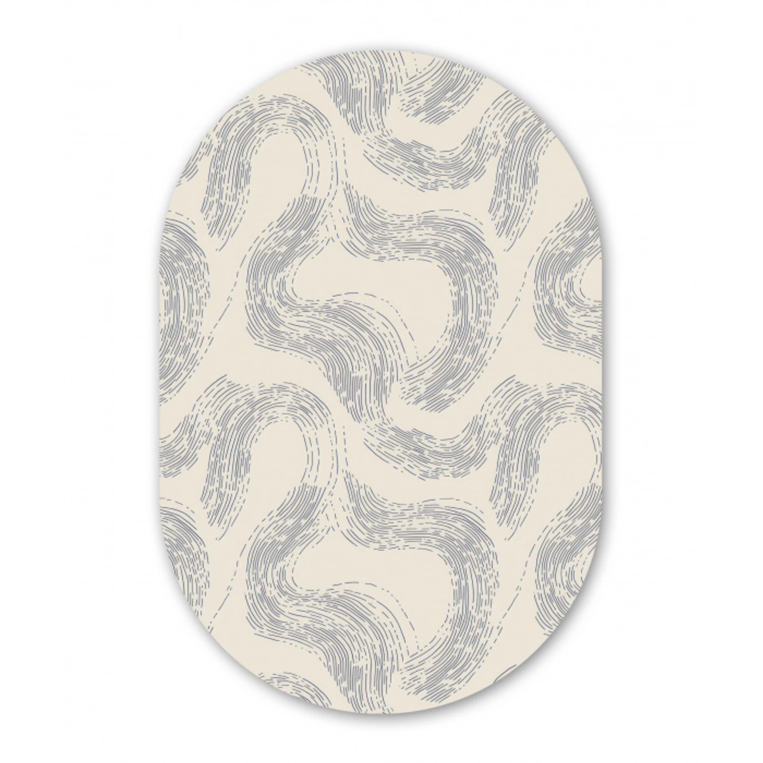 Lijnen - Patroon - Beige - Minimalistisch Wandcirkel Ovaal Aluminium middel 839 -3d