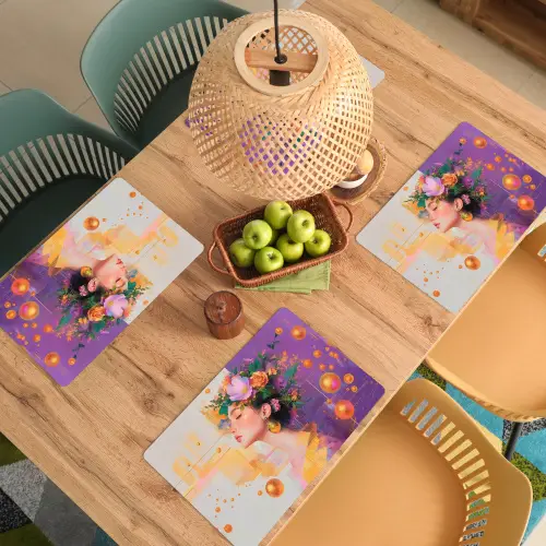Abstract - Vrouw - Bloemenkroon - Goud Placemat vinyl groot -zzsfeer5_Kitchenyeah-website