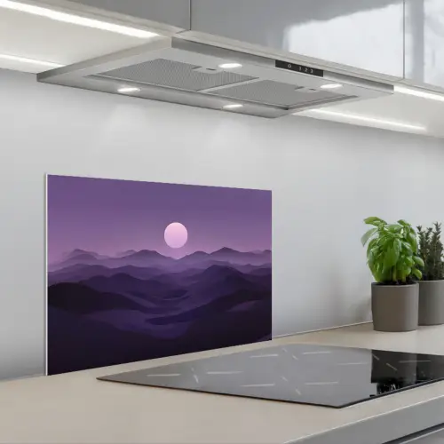 Heuvels - Paars - Mist - Zon keuken achterwand spatscherm klein -3d_schuin