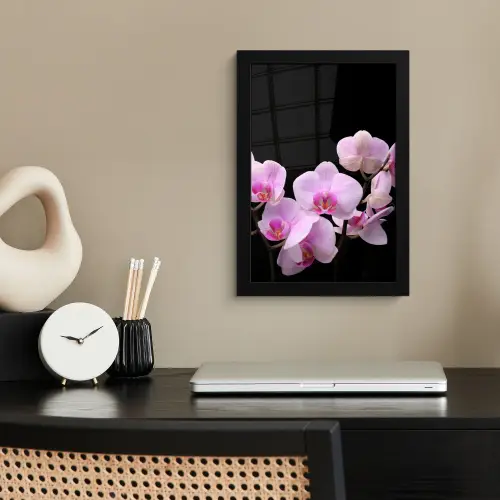 Orchidee - Bloemen - Roze - Flora fotolijst zwart zonder passe partout klein -sfeer1