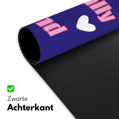 Tekst - Valentijn - Love - Blauw Muismat XXL klein -sfeer2