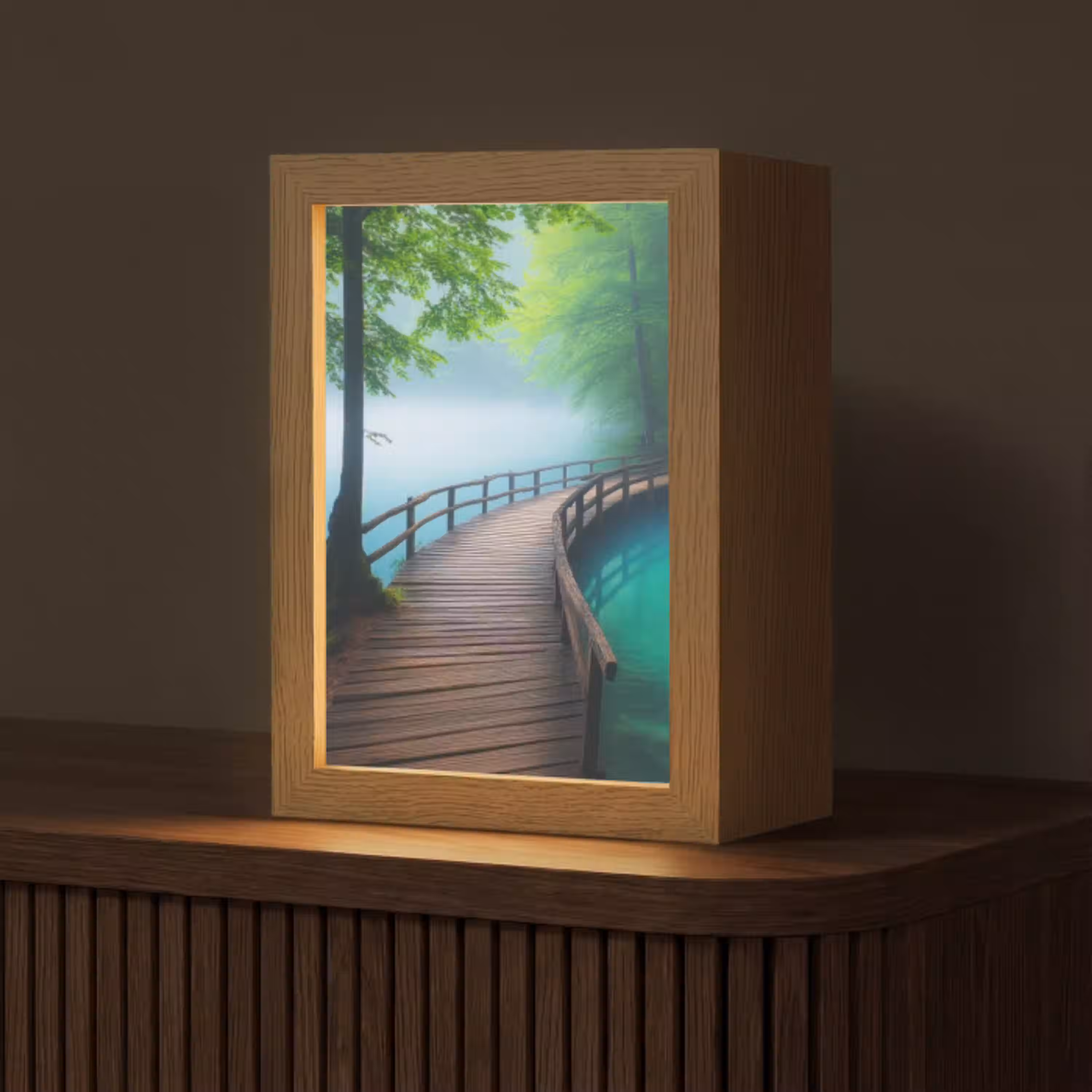 Brug - Water - Rivier - Bos Light Box met kabel (Tafellamp) klein -z3d_website