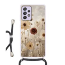 Wilde bloemen - Botanisch - Vintage - Natuur - Rustiek Hoesje Samsung Galaxy A52 5G met koord klein -3d