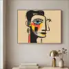 Geometrisch - Felle kleuren - Kubistische stijl Textielframe zwart klein -sfeer2