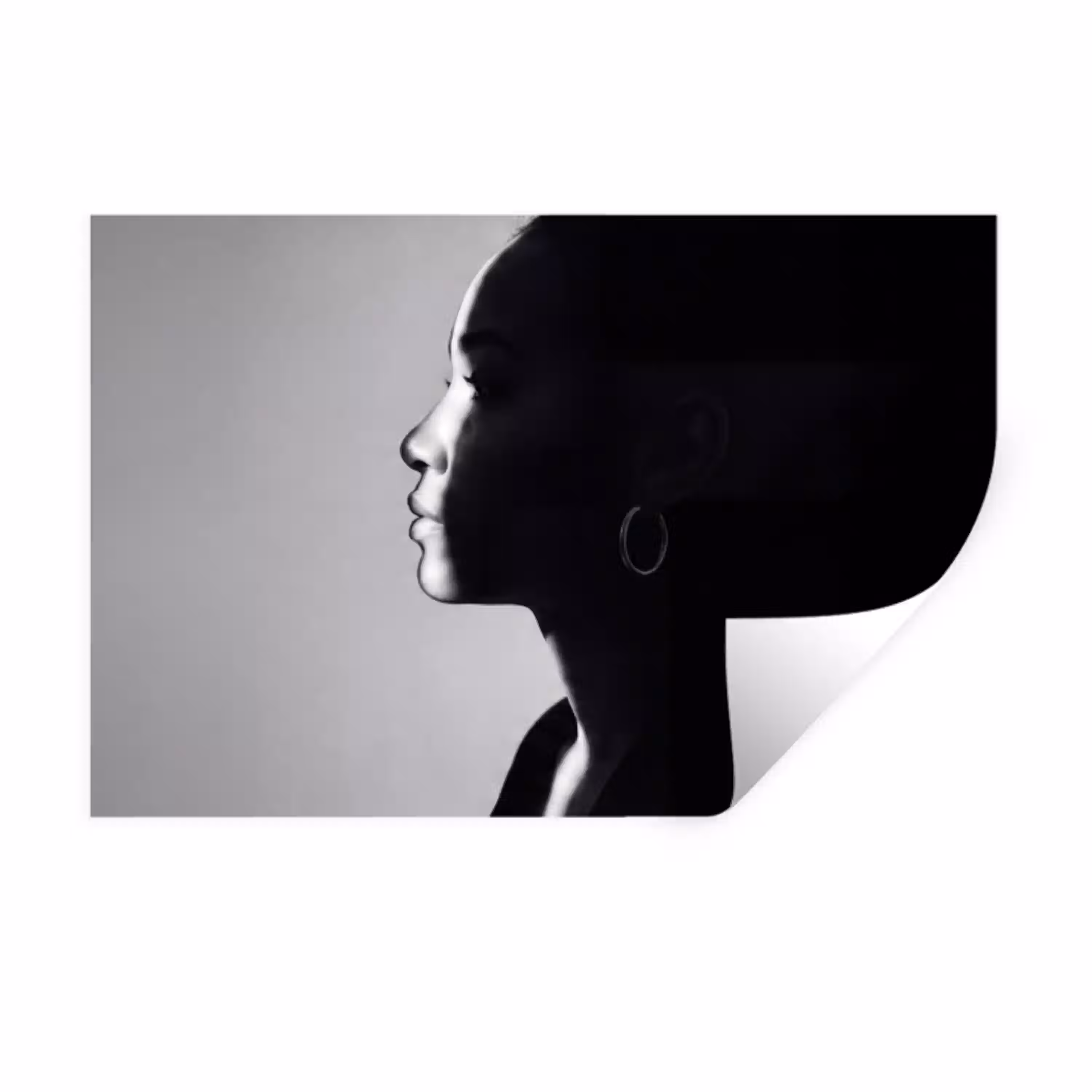 Vrouw - Profiel - Mensen - Zwart-wit Muursticker klein -3d