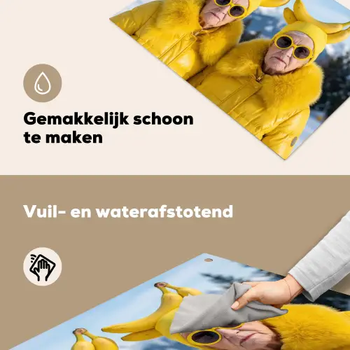 Vrouwen - Bananen - Geel Inductie beschemer met haakjes klein -ky-schoon-nl