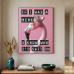 Flamingo - Roze - Vogel - Decoratie Textielframe zwart klein -sfeer1