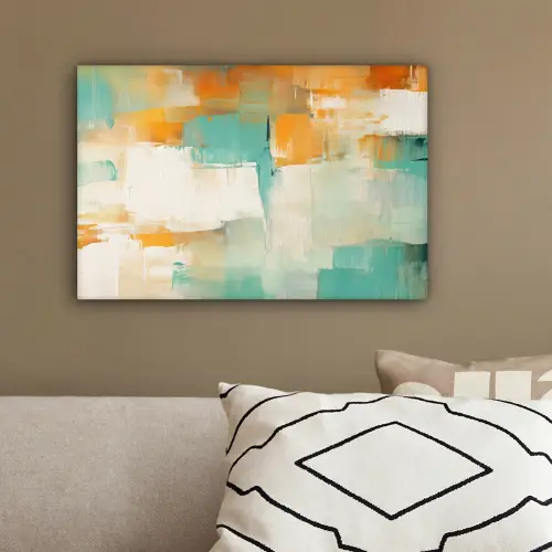 Kunst - Abstract - Blauw - Wit canvas 2cm klein -sfeer3