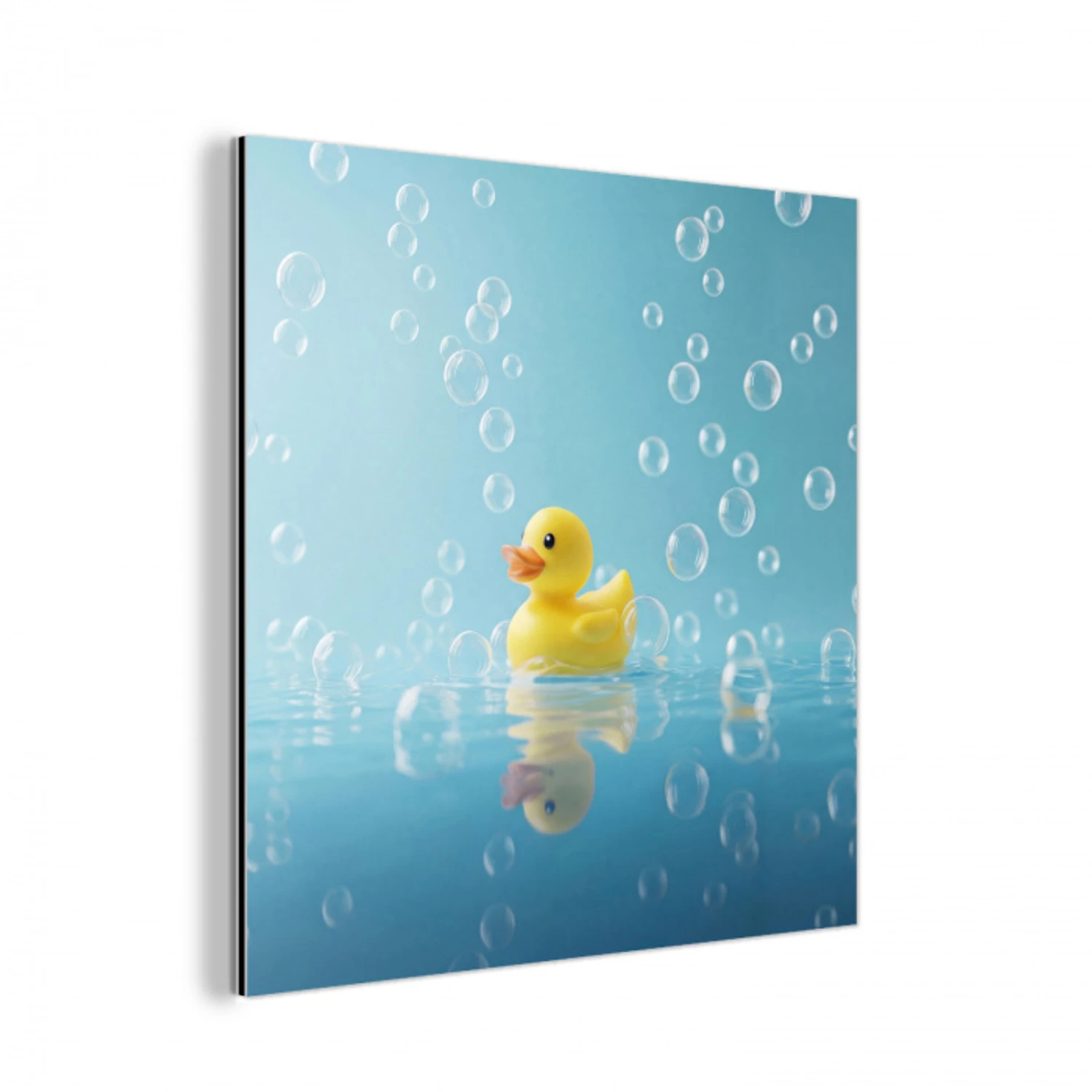 Bubbels - Badeend - Geel aluminium wit klein -3d