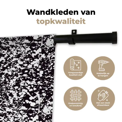 Spat - Stippen - Zwart - Wit Wandkleed katoen klein 269 -sfeer2