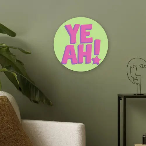 Groen - Neon - Quote Akoestische PET Vilt - Rond klein -sfeer2