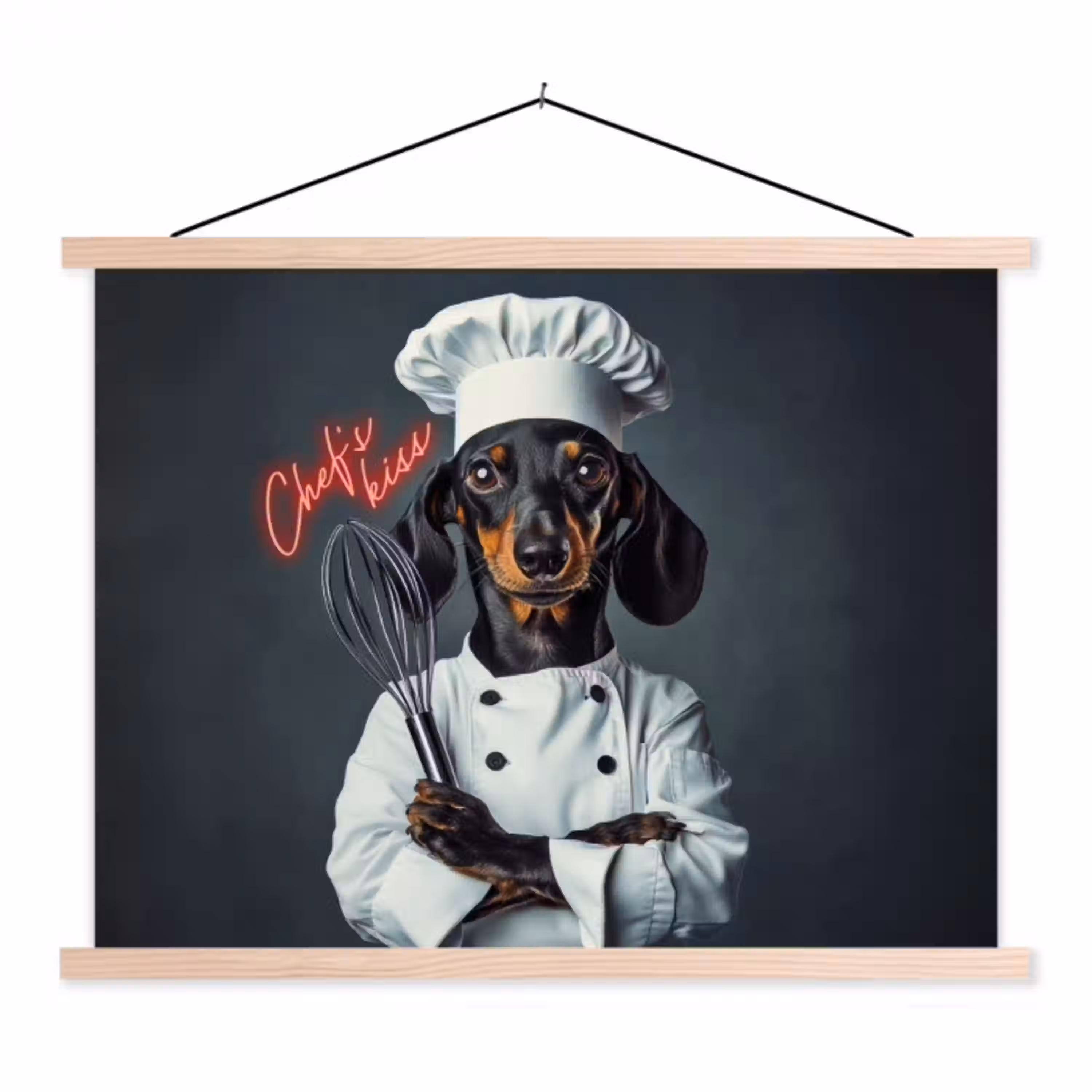 Quote - Neon - Hond - Kokskleding textielposter latten blank klein -3d