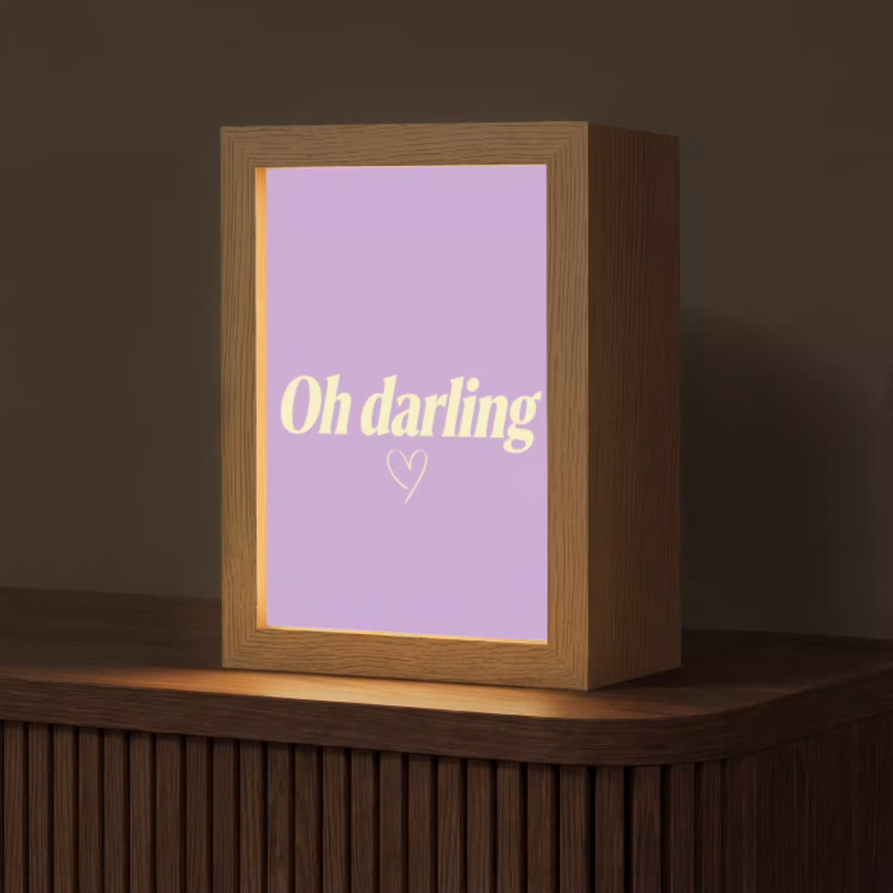 Oh darling - Hart - Paars Light Box met kabel (Tafellamp) klein -z3d_website