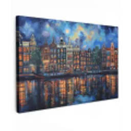 Grachten Amsterdam - Huizen - Stad - Kleurrijk Tuinposter op houten frame 2 cm dik klein -3d