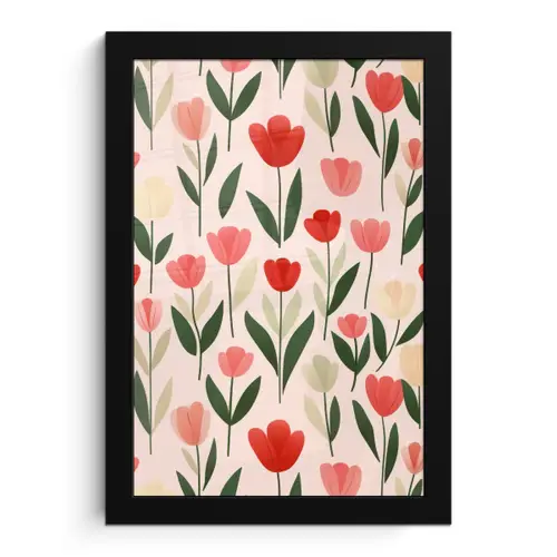 Tulpen - Modern - Roze fotolijst zwart zonder passe partout klein -3d