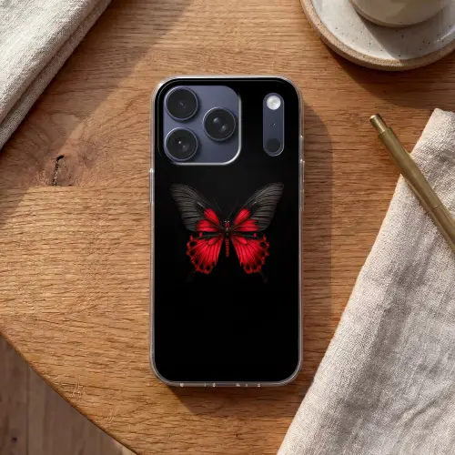 Vlinder - Rood - Contrast Telefoonhoesje iPhone 17 Pro klein -sfeer1
