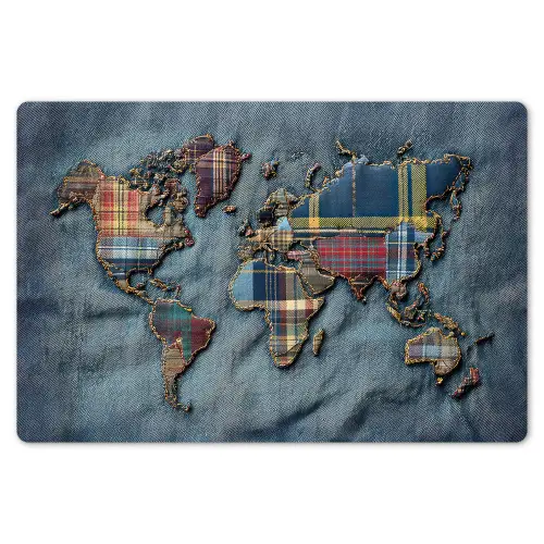 Wereldkaart - Denim - Textiel Placemat vinyl groot -zzsfeer1_Kitchenyeah-website