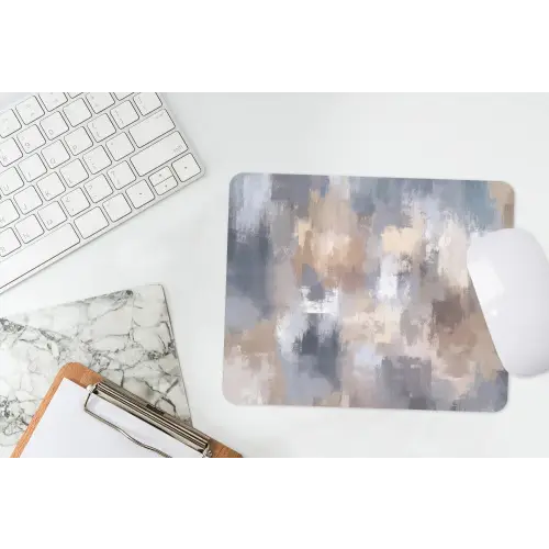 Penseelstreken - Schilderij - Beige muismat rubber klein -witbureau