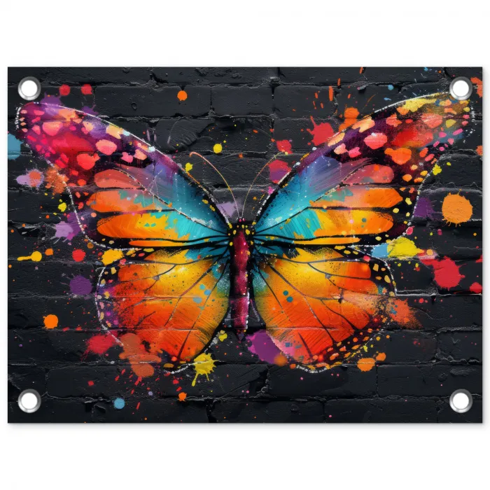Vlinder van Kleuren tuinposter los doek klein -3d