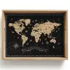 Wereldkaart - Beige - Zwart Dienblad Rechthoek middel -z3d_shopping