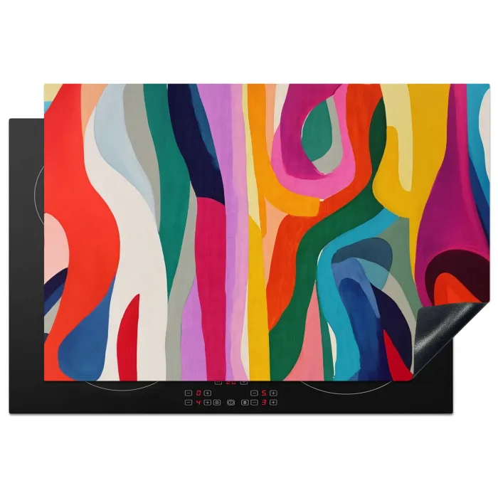Abstract - Kleurrijk - Golven - Lijnen Inductie beschermer vinyl 3mm klein -3d