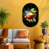 Koffie - Graffiti - Drinken - Abstract Wandcirkel Ovaal Glas middel -sfeer4