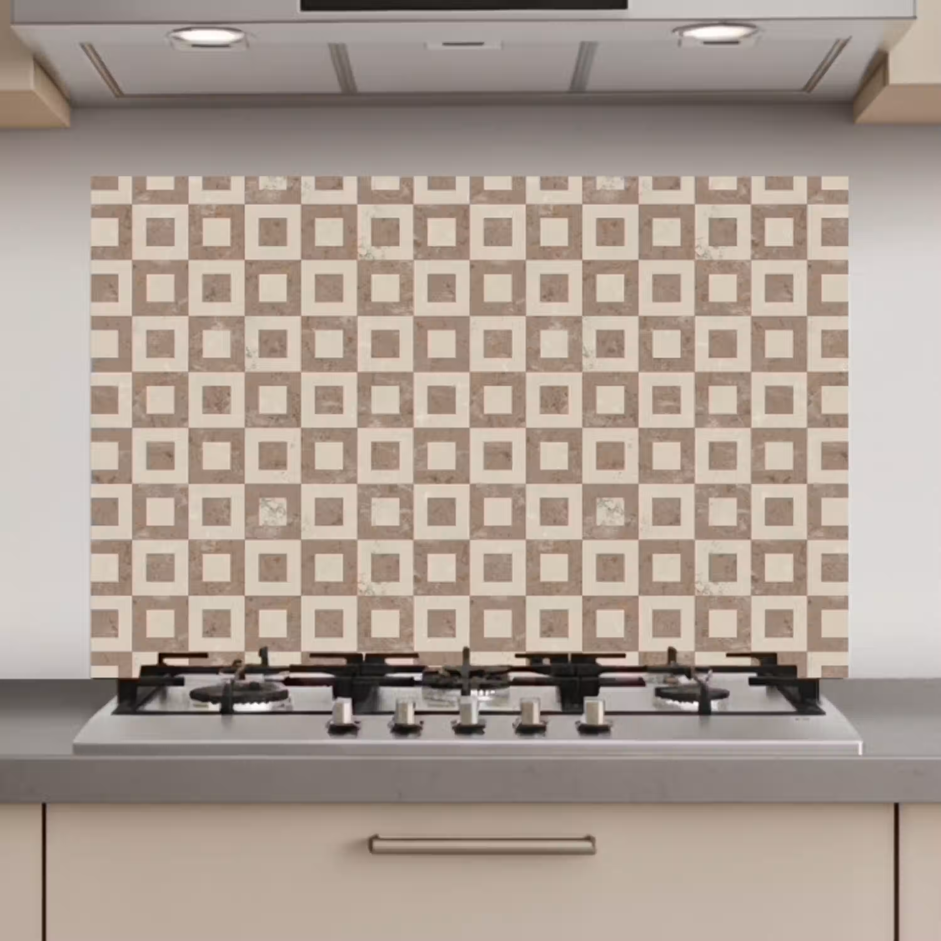 Patroon - Marmer - Beige keuken achterwand spatscherm klein 900 -3d_website