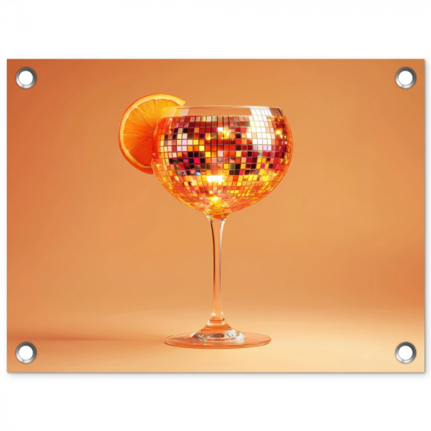 Drank - Oranje - Glitter - Disco tuinposter los doek klein -3d