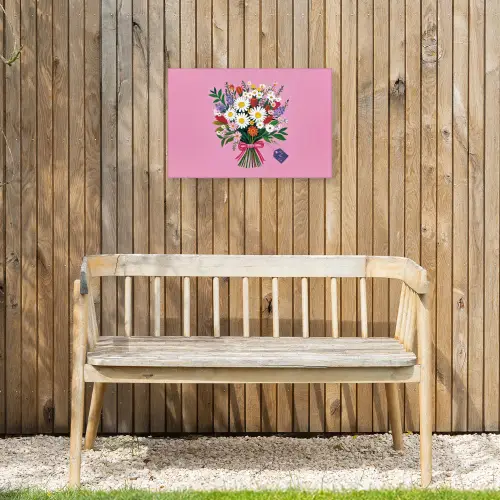 Bloemen - Quote - Kaartje - Kleurrijk Tuinposter op houten frame 2 cm dik klein -sfeer4
