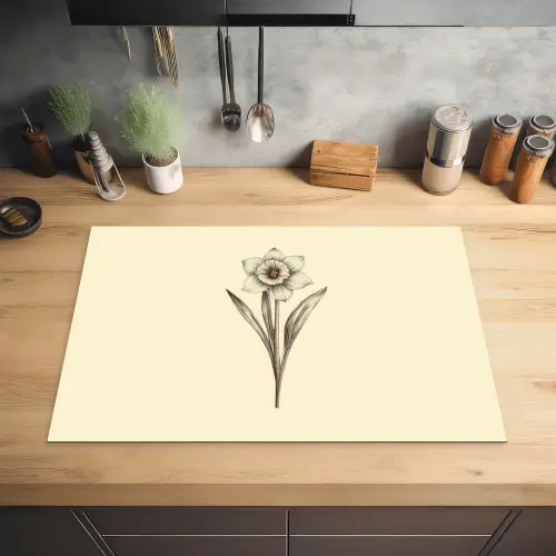 Zwart - Narcis - Illustratie Inductie beschermer vinyl 3mm klein -sfeer5