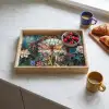 Libelle - Mozaïek - Bloemen - Kleurrijk Dienblad Rechthoek middel -sfeer2