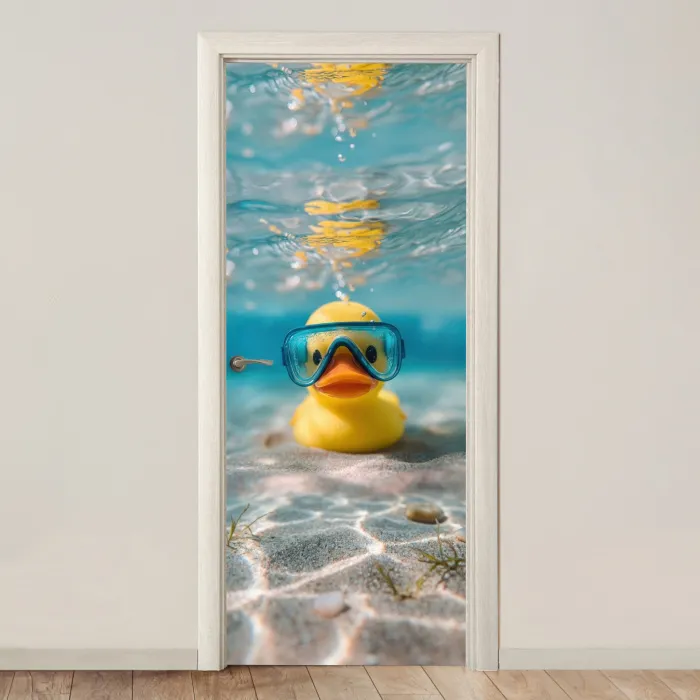 Duikbril - Eend - Water deurposter klein -3d_beige