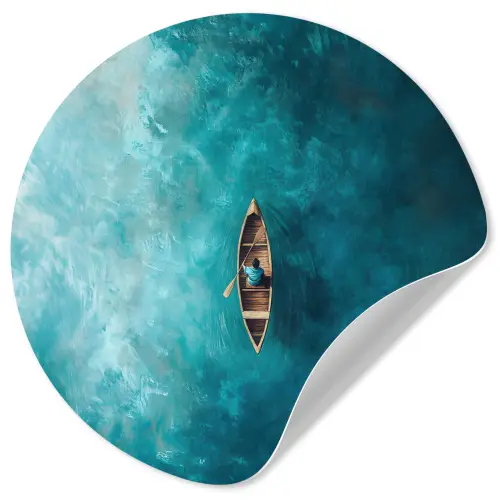 Bootje - Water - Blauw Wandcirkel behangsticker klein -3d