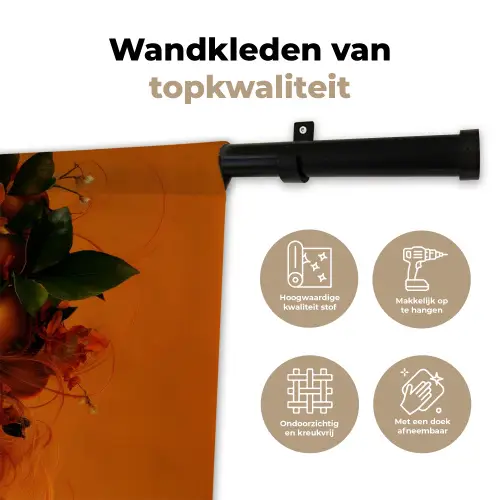 Vrouw - Citroenen - Bloesem - Geel Wandkleed katoen klein -sfeer2