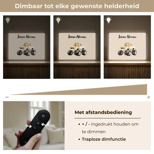 Monstertruck - Geel - Minimalistisch Light Box met batterij (Wandlamp kind) middel -USP_dimbaarNL